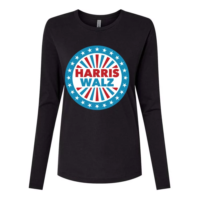 Patriotic Harris Walz Button Style Cool Gift Womens Cotton Relaxed Long Sleeve T-Shirt