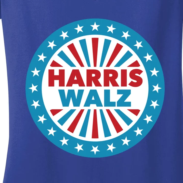 Patriotic Harris Walz Button Style Cool Gift Women's V-Neck T-Shirt