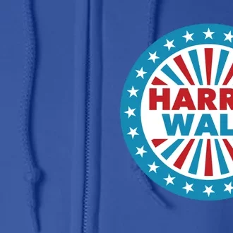 Patriotic Harris Walz Button Style Cool Gift Full Zip Hoodie