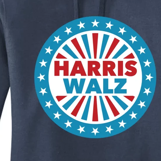 Patriotic Harris Walz Button Style Cool Gift Women's Pullover Hoodie