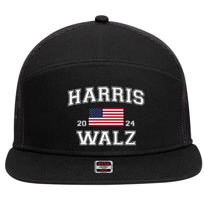 President Harris Walz 2024 Kamala Harris Tim Walz Vote 7 Panel Mesh Trucker Snapback Hat