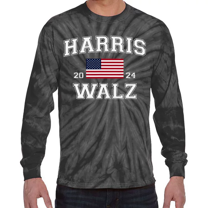 President Harris Walz 2024 Kamala Harris Tim Walz Vote Tie-Dye Long Sleeve Shirt