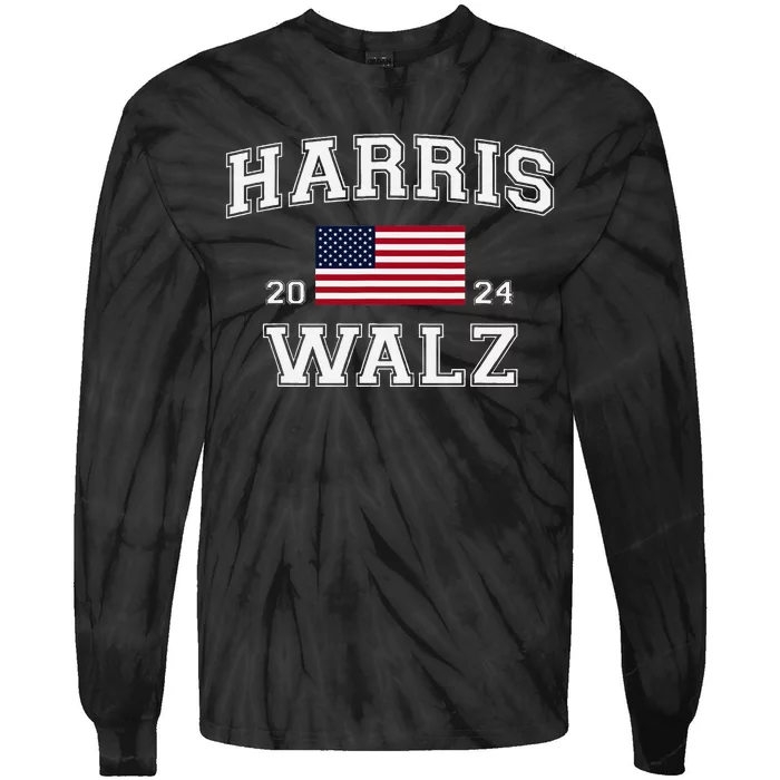 President Harris Walz 2024 Kamala Harris Tim Walz Vote Tie-Dye Long Sleeve Shirt