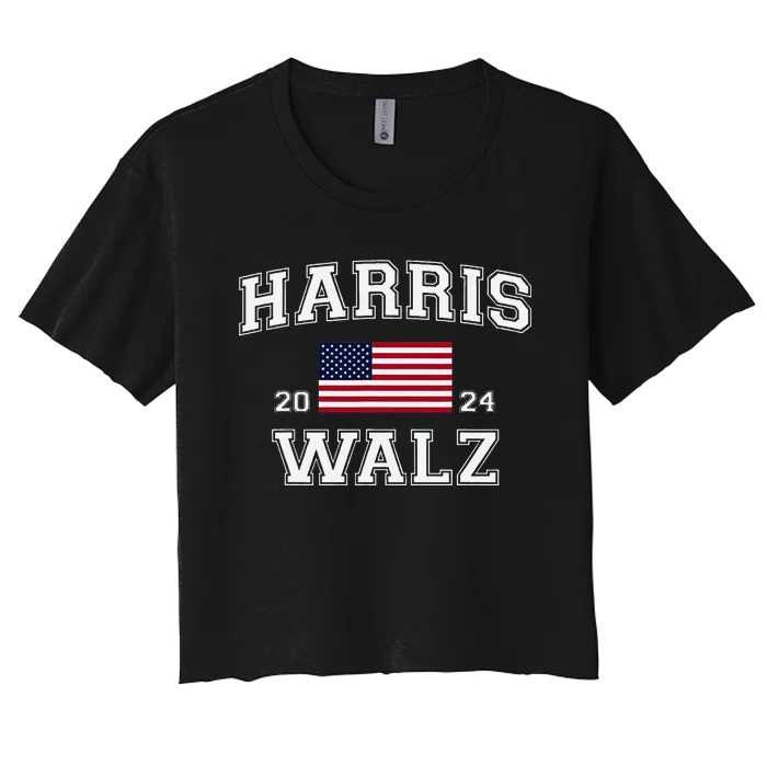 President Harris Walz 2024 Kamala Harris Tim Walz Vote Women's Crop Top Tee