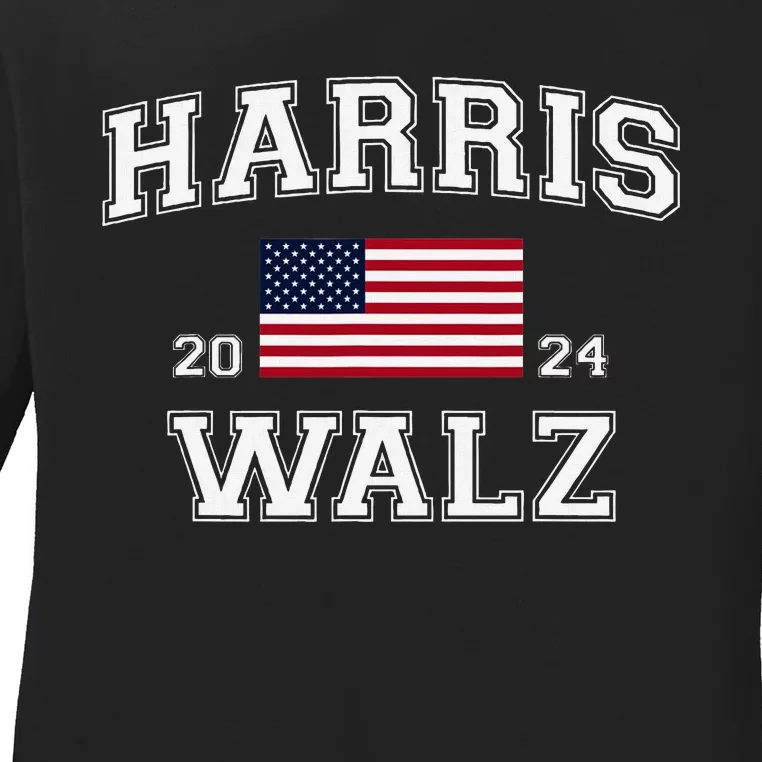 President Harris Walz 2024 Kamala Harris Tim Walz Vote Ladies Long Sleeve Shirt