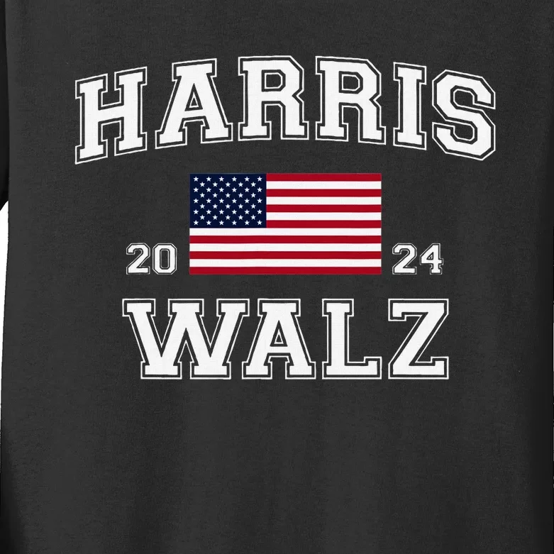 President Harris Walz 2024 Kamala Harris Tim Walz Vote Kids Long Sleeve Shirt