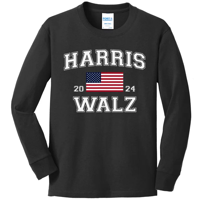 President Harris Walz 2024 Kamala Harris Tim Walz Vote Kids Long Sleeve Shirt