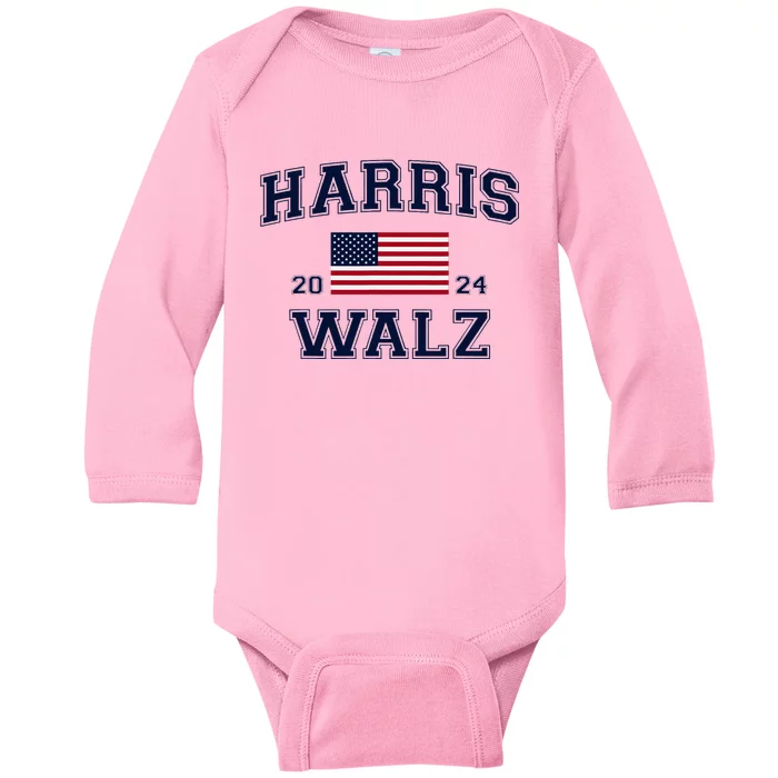 President Harris Walz 2024 Kamala Harris Tim Walz Vote Baby Long Sleeve Bodysuit