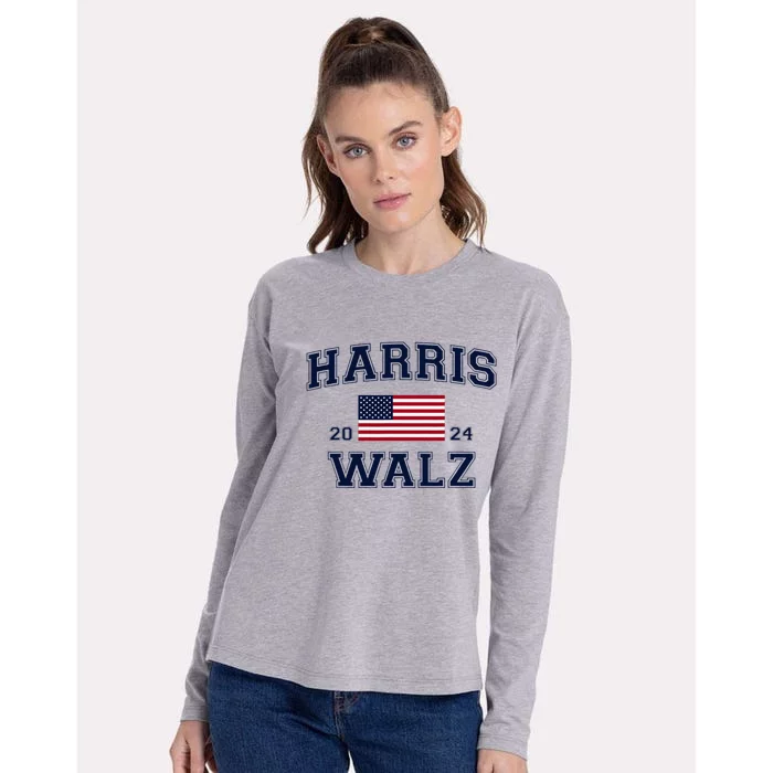 President Harris Walz 2024 Kamala Harris Tim Walz Vote Womens Cotton Relaxed Long Sleeve T-Shirt