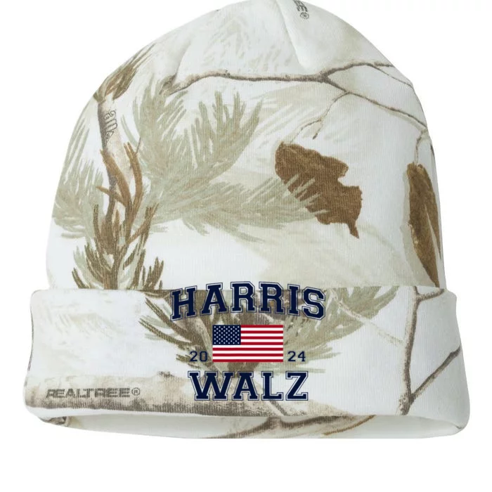 President Harris Walz 2024 Kamala Harris Tim Walz Vote Kati - 12in Camo Beanie