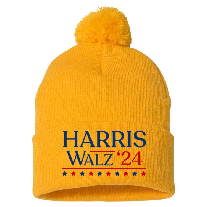 President Harris Walz 2024 Kamala Harris Tim Walz Vote Pom Pom 12in Knit Beanie