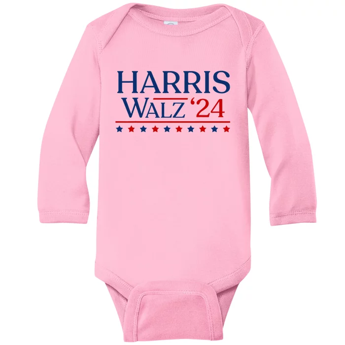 President Harris Walz 2024 Kamala Harris Tim Walz Vote Baby Long Sleeve Bodysuit