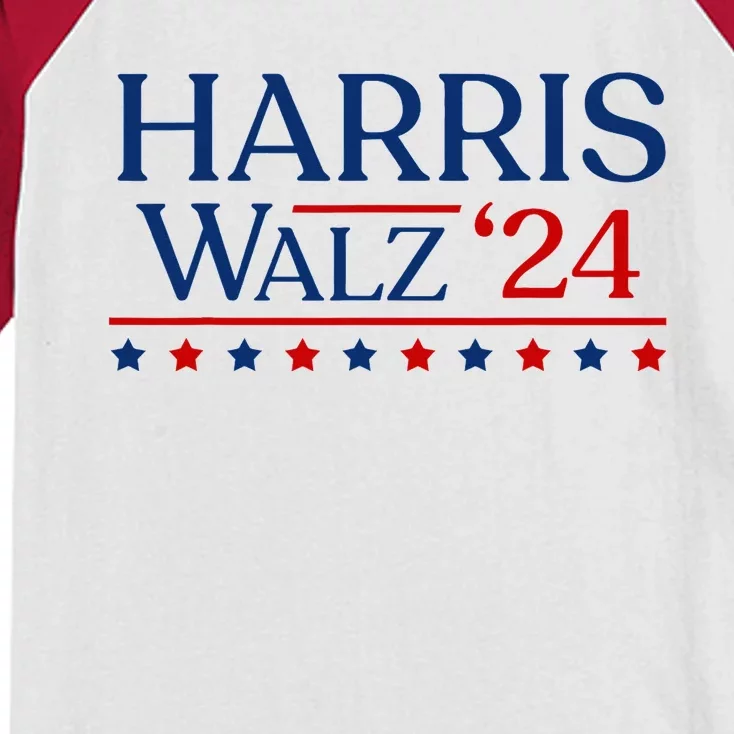 President Harris Walz 2024 Kamala Harris Tim Walz Vote Kids Colorblock Raglan Jersey