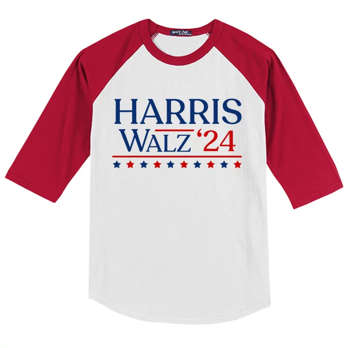 President Harris Walz 2024 Kamala Harris Tim Walz Vote Kids Colorblock Raglan Jersey