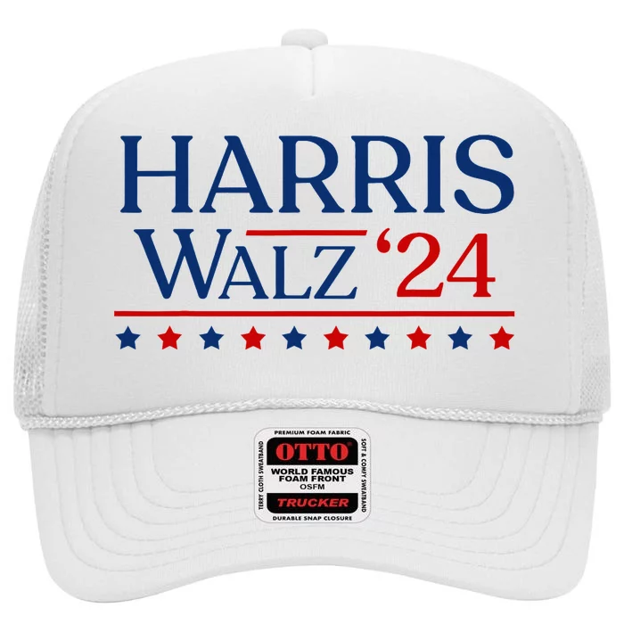 President Harris Walz 2024 Kamala Harris Tim Walz Vote High Crown Mesh Trucker Hat