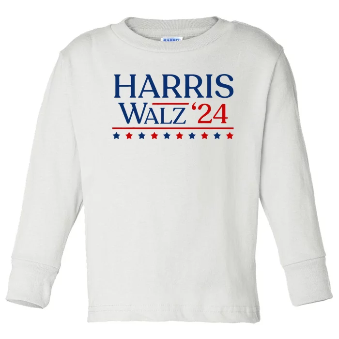 President Harris Walz 2024 Kamala Harris Tim Walz Vote Toddler Long Sleeve Shirt