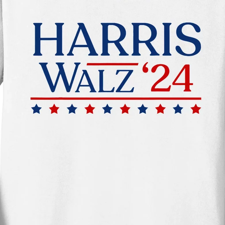 President Harris Walz 2024 Kamala Harris Tim Walz Vote Kids Long Sleeve Shirt