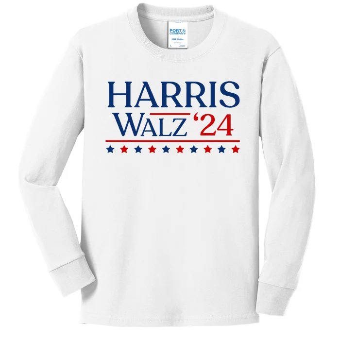 President Harris Walz 2024 Kamala Harris Tim Walz Vote Kids Long Sleeve Shirt