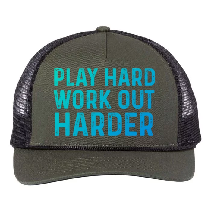 Play Hard Work Out Harder Standard Meaningful Gift Funny Gift Retro Rope Trucker Hat Cap