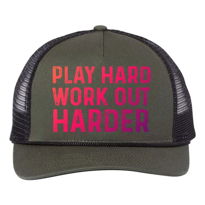 Play Hard Work Out Harder Standard Meaningful Gift Funny Gift Retro Rope Trucker Hat Cap