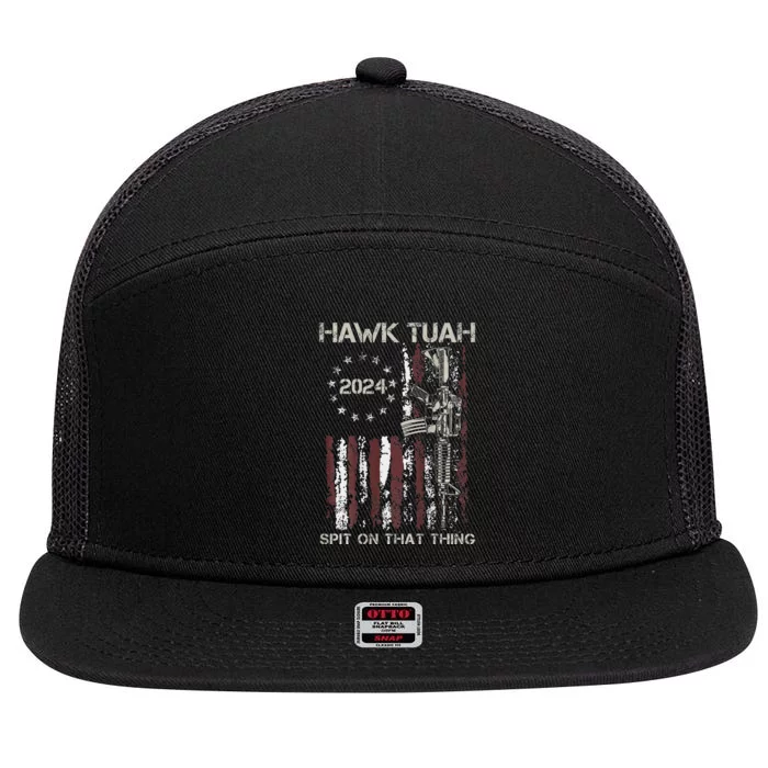 Patriotic Hawk With American Flag Design 7 Panel Mesh Trucker Snapback Hat