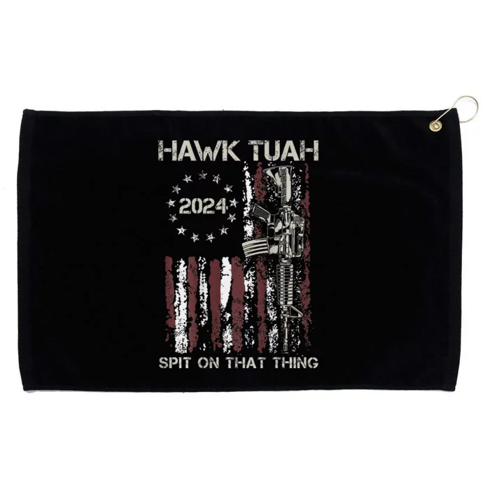 Patriotic Hawk With American Flag Design Grommeted Golf Towel