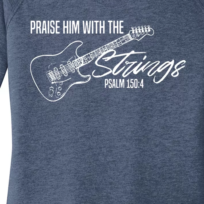 Praise Him With The Strings Christian Guitar God Worship Women's Perfect Tri Tunic Long Sleeve Shirt