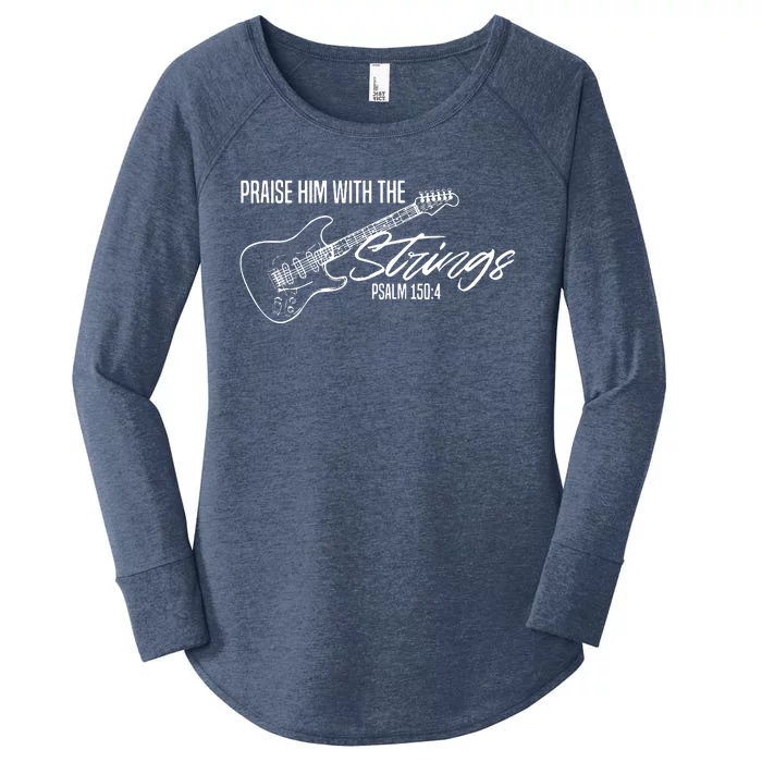 Praise Him With The Strings Christian Guitar God Worship Women's Perfect Tri Tunic Long Sleeve Shirt