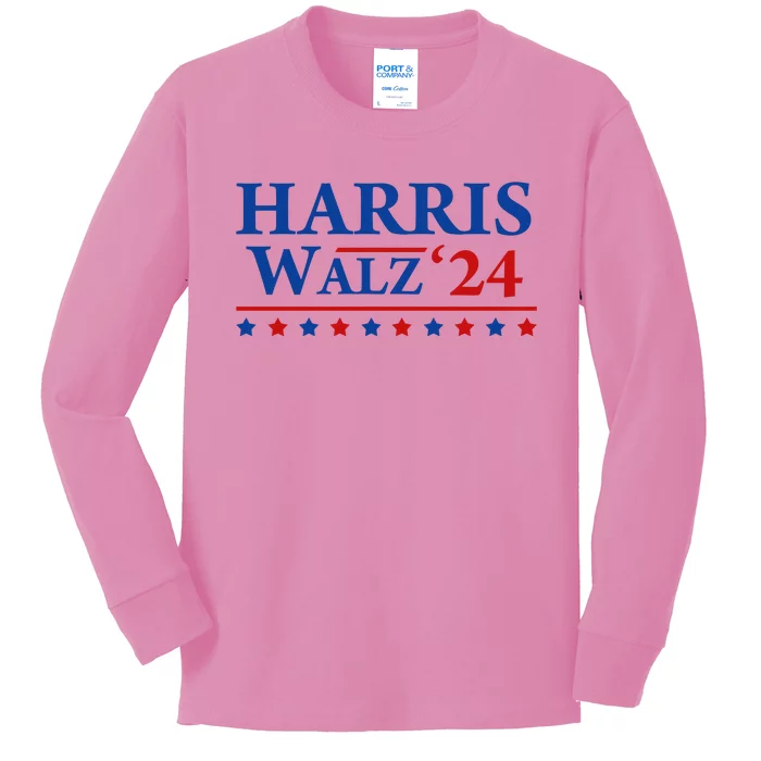 President Harris Walz 2024 Kamala Harris Tim Walz Vote Kids Long Sleeve Shirt