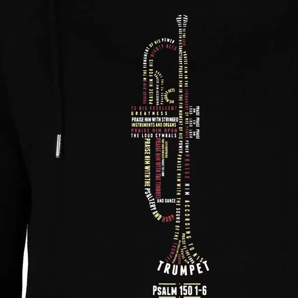 Praise Him With Strings Psalm 150 For Trumpet Player Womens Funnel Neck Pullover Hood