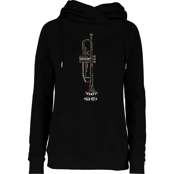 Praise Him With Strings Psalm 150 For Trumpet Player Womens Funnel Neck Pullover Hood