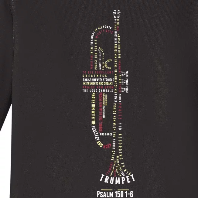 Praise Him With Strings Psalm 150 For Trumpet Player Baby Long Sleeve Bodysuit