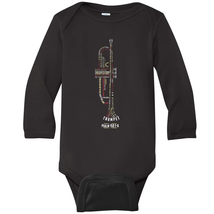 Praise Him With Strings Psalm 150 For Trumpet Player Baby Long Sleeve Bodysuit