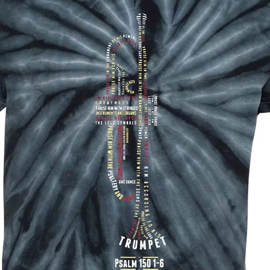 Praise Him With Strings Psalm 150 For Trumpet Player Kids Tie-Dye T-Shirt