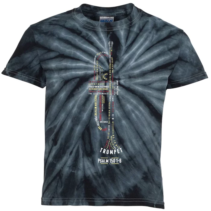 Praise Him With Strings Psalm 150 For Trumpet Player Kids Tie-Dye T-Shirt