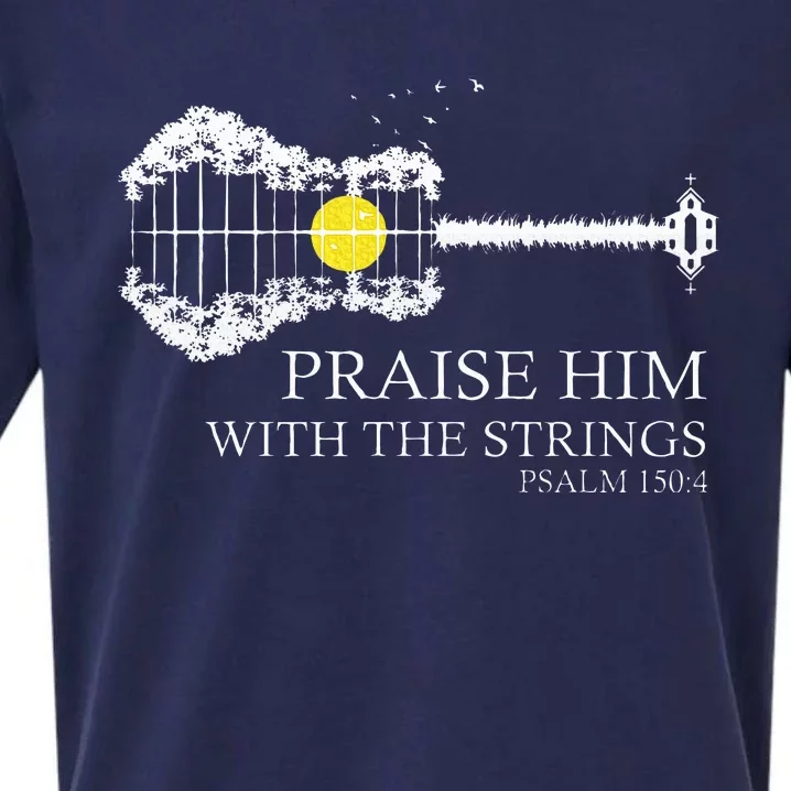 Praise Him With The Strings Christian Guitar Player Sueded Cloud Jersey T-Shirt