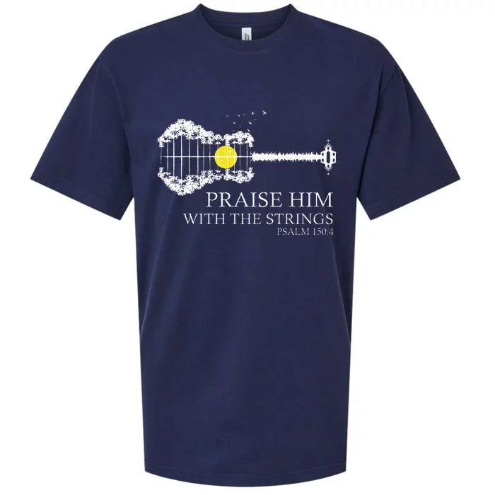 Praise Him With The Strings Christian Guitar Player Sueded Cloud Jersey T-Shirt