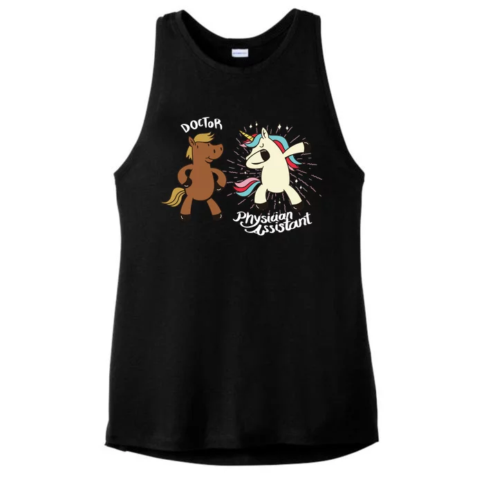 Physician Assistant Doctor Unicorn Ladies Tri-Blend Wicking Tank