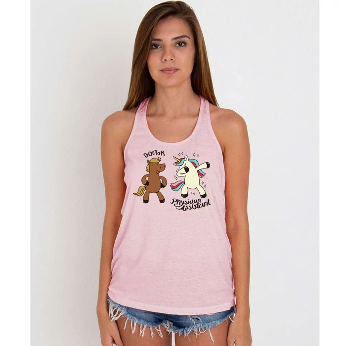 Physician Assistant Doctor Unicorn Women's Knotted Racerback Tank