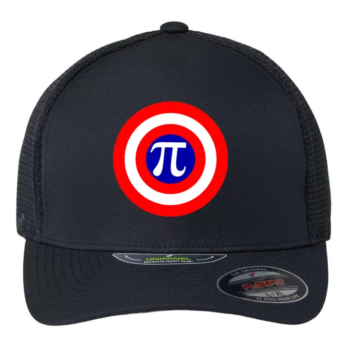 Pi Day America Superhero Crest 3.14 Math Geek Flexfit Unipanel Trucker Cap