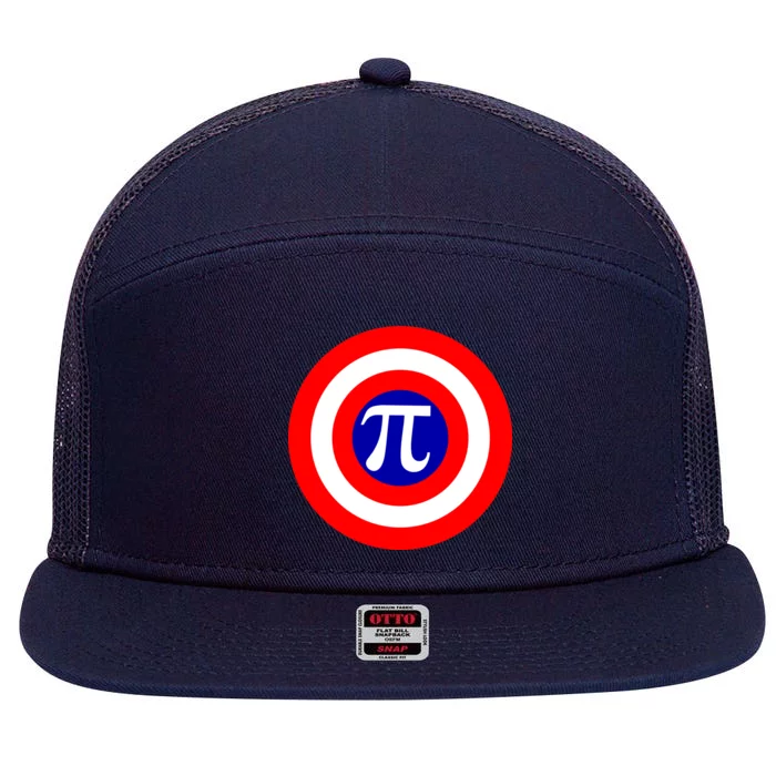 Pi Day America Superhero Crest 3.14 Math Geek 7 Panel Mesh Trucker Snapback Hat