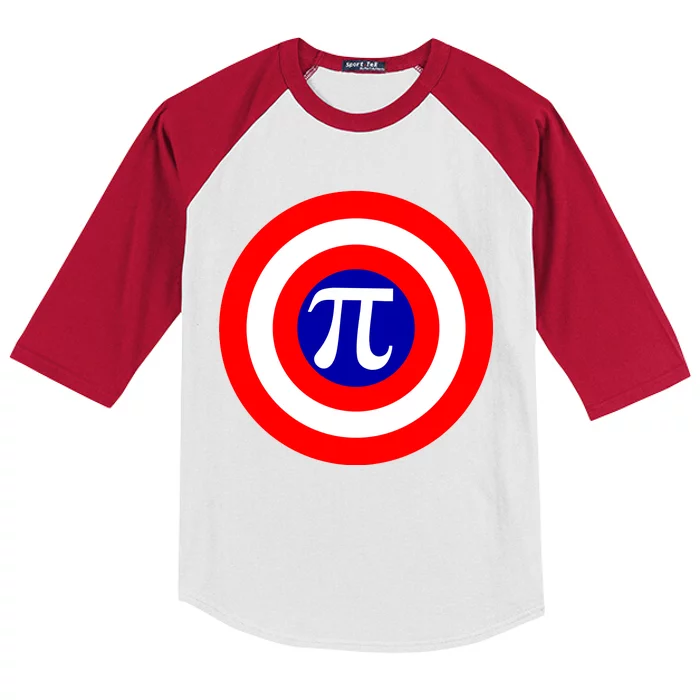 Pi Day America Superhero Crest 3.14 Math Geek Kids Colorblock Raglan Jersey