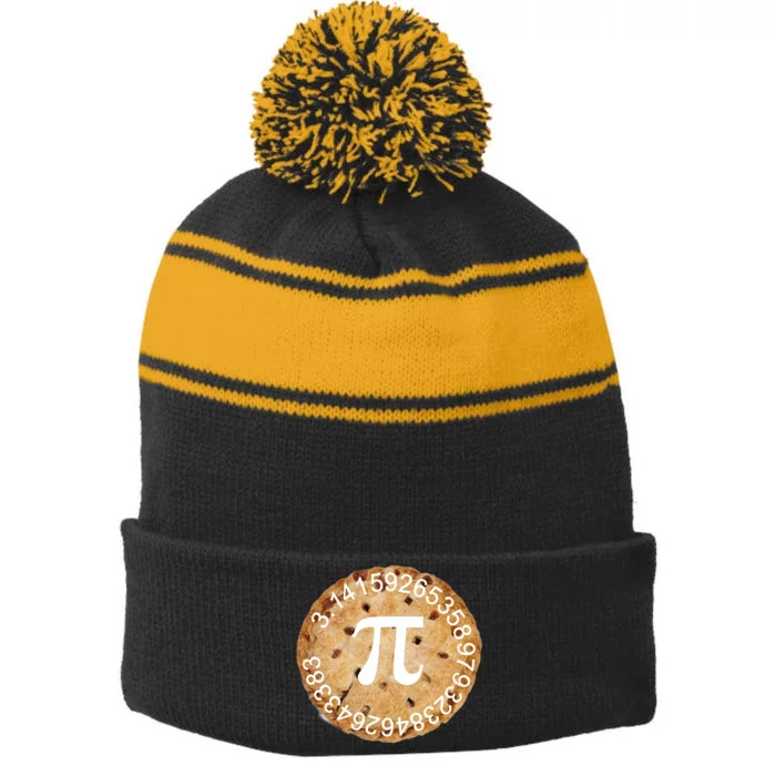 Pi Day Apple Pie 3.14 Cool Numbers Stripe Pom Pom Beanie