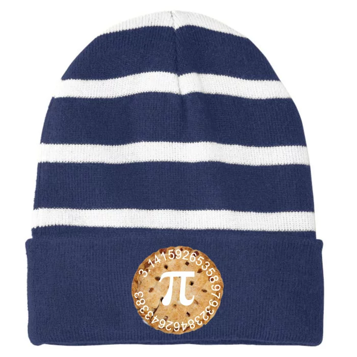 Pi Day Apple Pie 3.14 Cool Numbers Striped Beanie with Solid Band