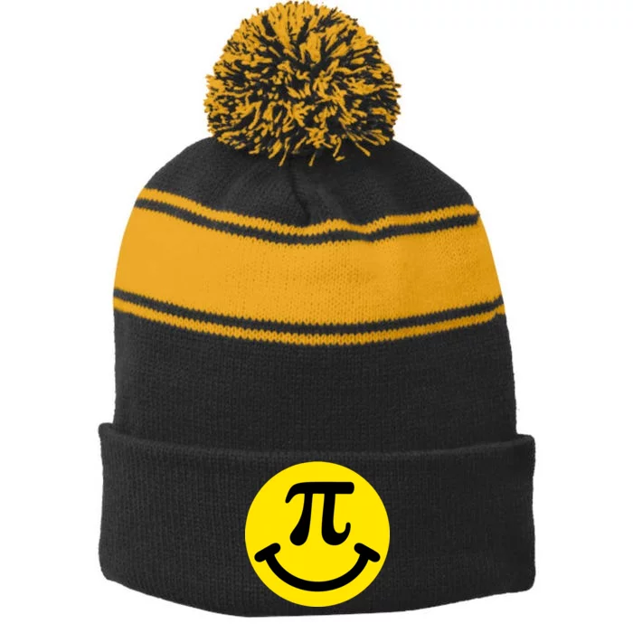 Pi Day Smiley Face 3.14 Math Geek Stripe Pom Pom Beanie