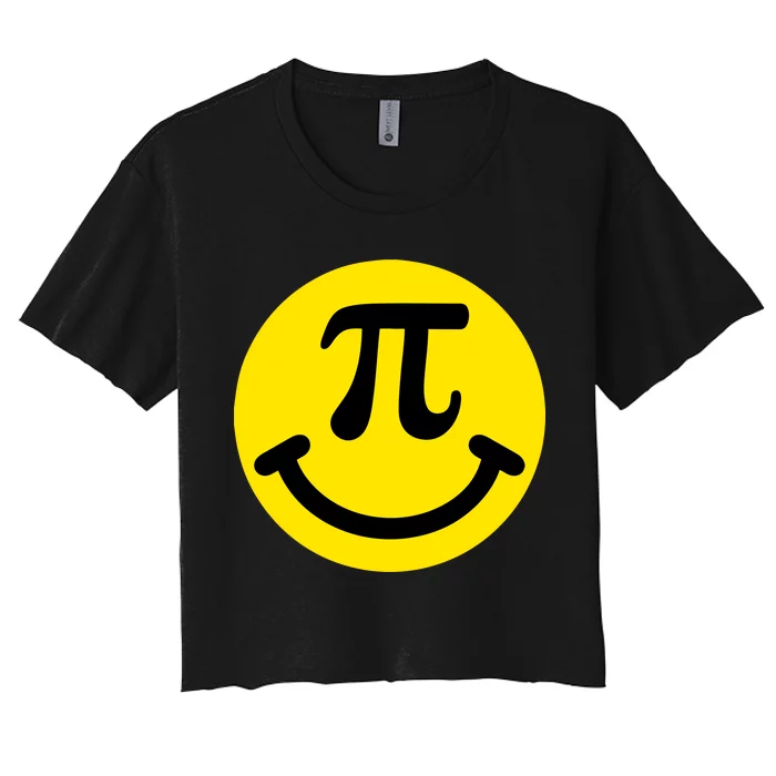 Pi Day Smiley Face 3.14 Math Geek Women's Crop Top Tee