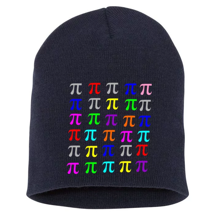 Pi Plaid Rainbow Pride Pi Day Collage Short Acrylic Beanie