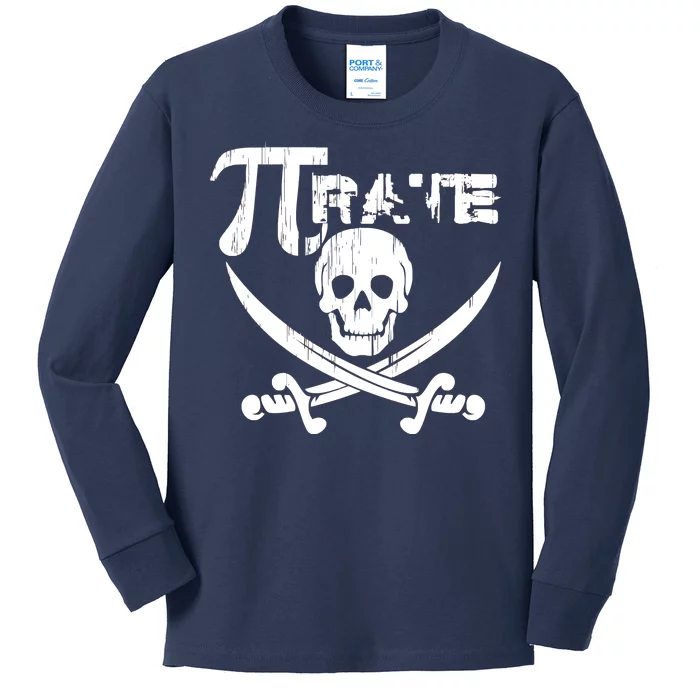 PI Rate Math Skull and Cross Swords Kids Long Sleeve Shirt