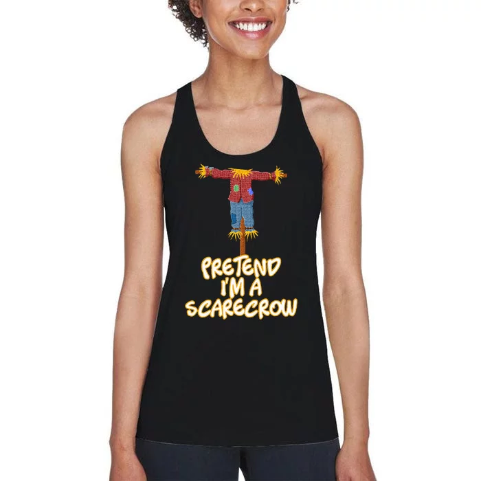 Pretend I'm a Scarecrow Halloween Lazy Scarecrow Costume Women's Racerback Tank