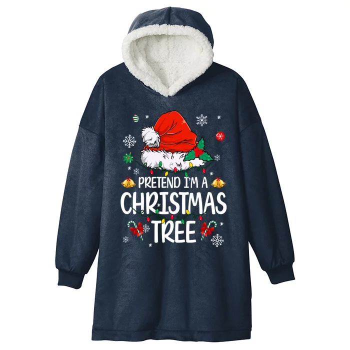 Pretend IM A Christmas Tree Funny Lazy Halloween Costume Great Gift Hooded Wearable Blanket